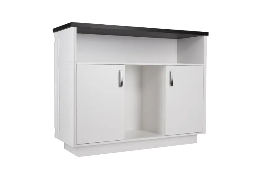 Mila Bristol salon reception counter
salon front desk with storage and counter