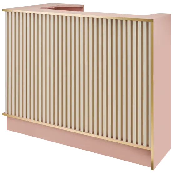 modern salon reception counter with storage
spa or clinic front desk Mila Henry L