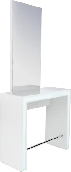 modern hairdressing station
styling unit with mirror and shelf
professional salon styling furniture