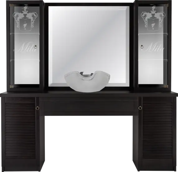 Mila Vintage Barber Styling Unit wood finish
classic barber styling unit with mirror