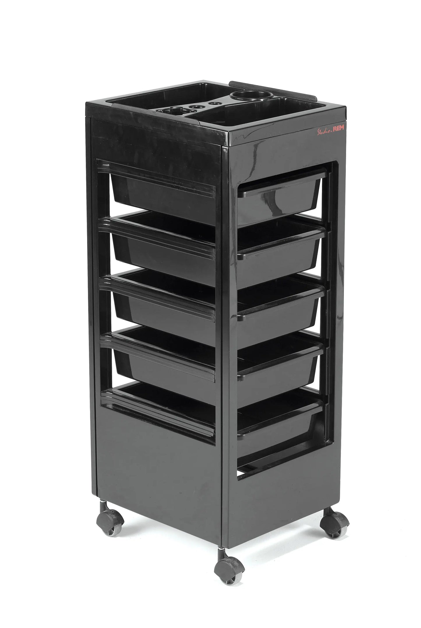 REM Studio Trolley Black and White
Salon trolley with flat top tray
Professional hairdressing trolley