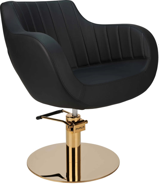 luxury black styling chair stitched finish

Ayala salon chair express delivery

gold base hairdressing chair for salons


