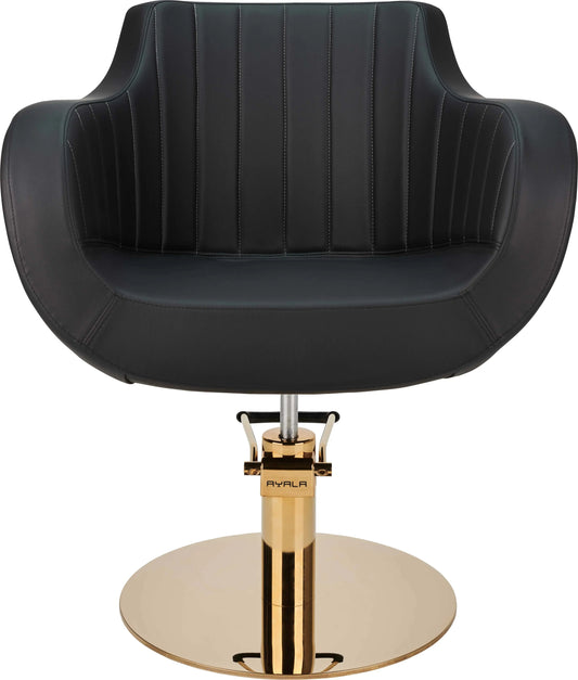 gold base hairdressing chair for salons

Ayala salon chair express delivery.

salon styling chair with gold disc base