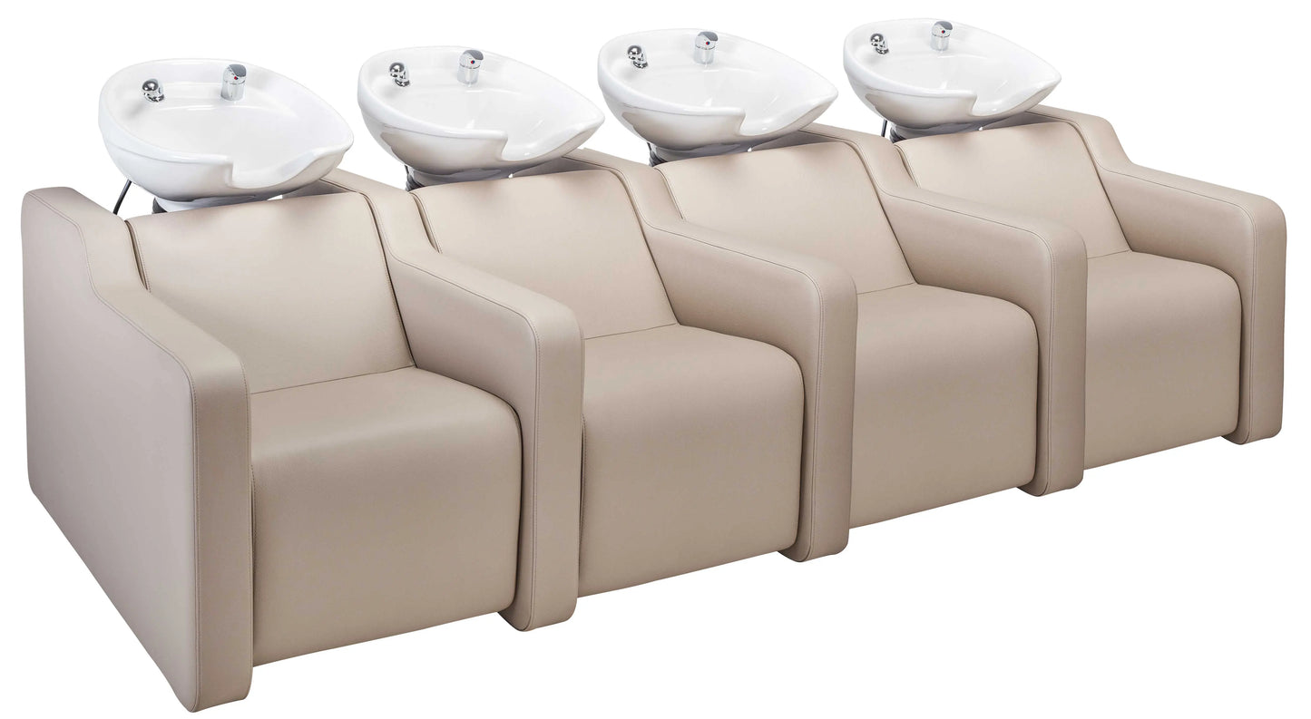 luxury salon backwash sofa unit

connected hair wash station with basin

ergonomic backwash unit for salons