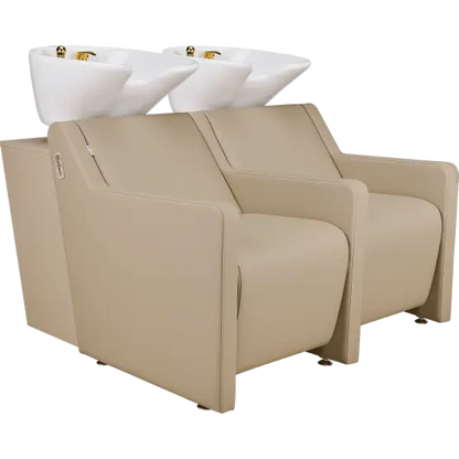 luxury salon backwash sofa unit

connected hair wash station with basin

high-end salon backwash unit