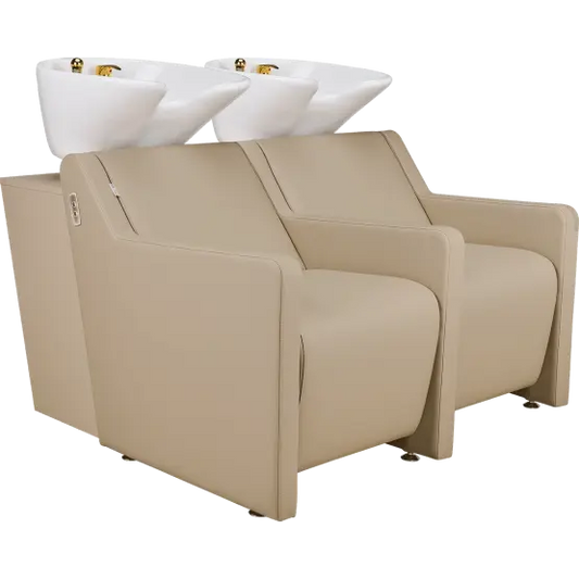 luxury salon backwash sofa unit

connected hair wash station with basin

high-end salon backwash unit