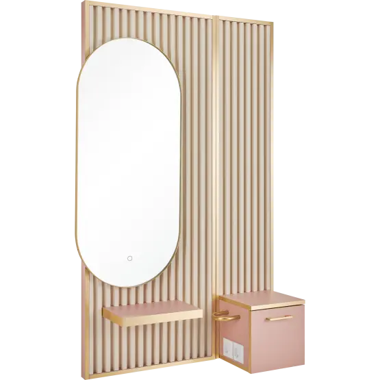 professional hairdressing station

modern styling unit with shelf

salon mirror styling station