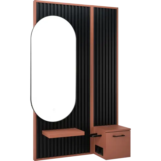 professional hairdressing station

modern styling unit with shelf

salon mirror styling station