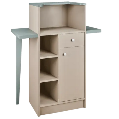 space-saving front counter with storage

modern reception desk for salons or studios

