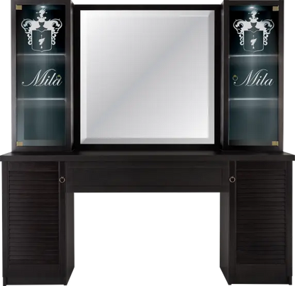 Mila Vintage Barber Styling Unit wood finish

classic barber styling unit with mirror

traditional barbershop station with storage