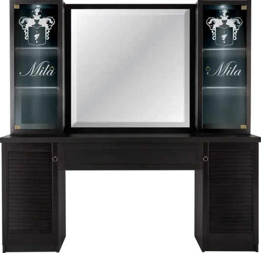 Mila Vintage Barber Styling Unit wood finish

classic barber styling unit with mirror

traditional barbershop station with storage