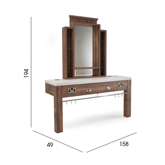 “REM Montana Unit with mirror and shelf”

“Salon styling station without basin”

“Hair and beauty unit no sink”