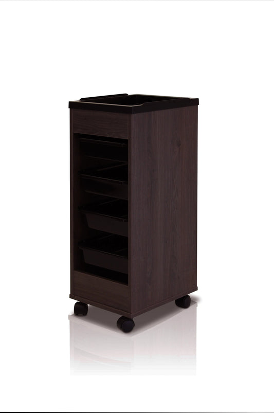 REM Stadium Trolley - Black With Black Accessory Top & Trays Sleek Sturdy