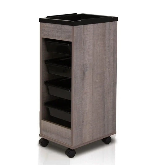 REM Stadium Trolley - Black With Flat Top & Trays Sleek Sturdy