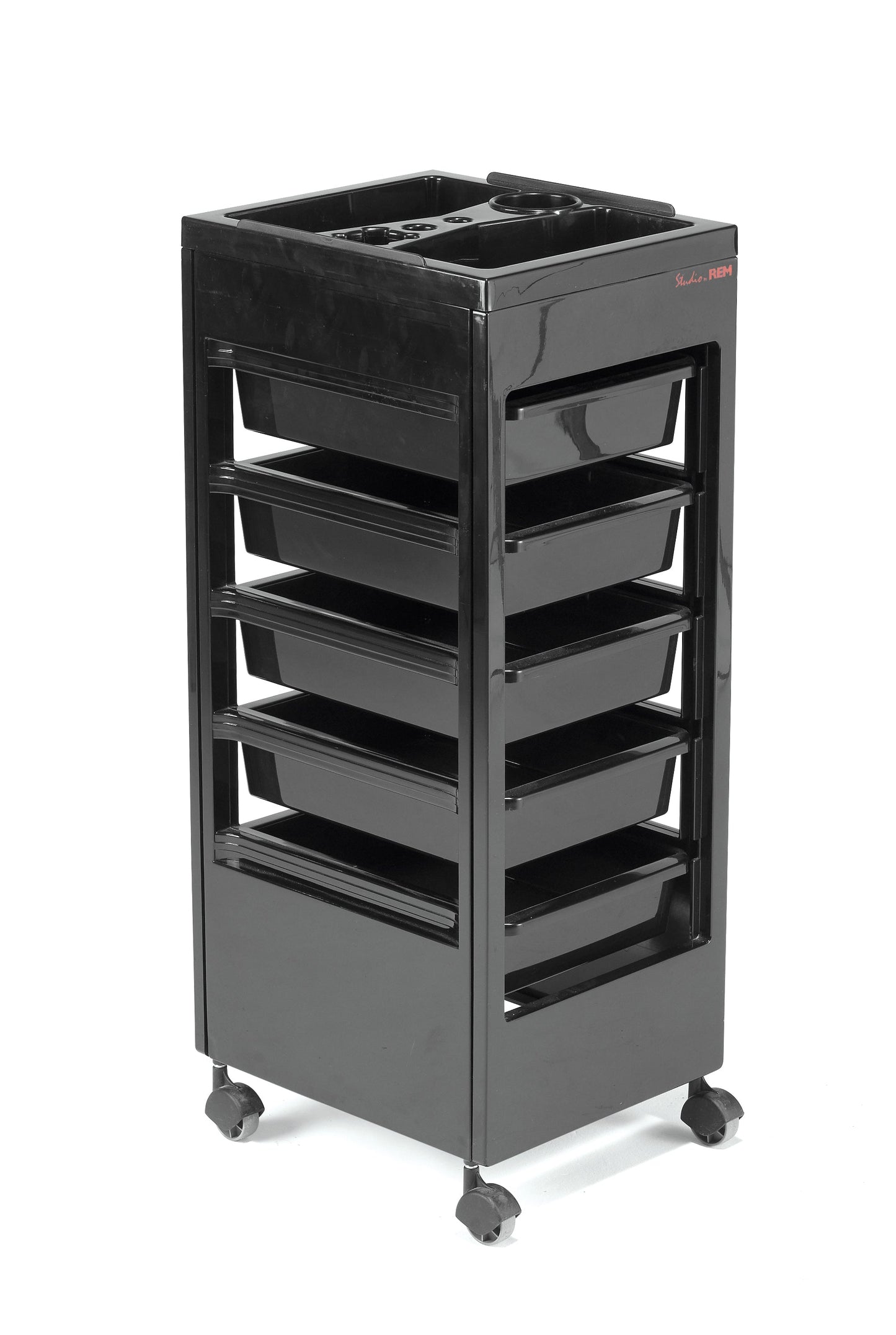 REM Studio Trolley - Black and White with flat top tray REM