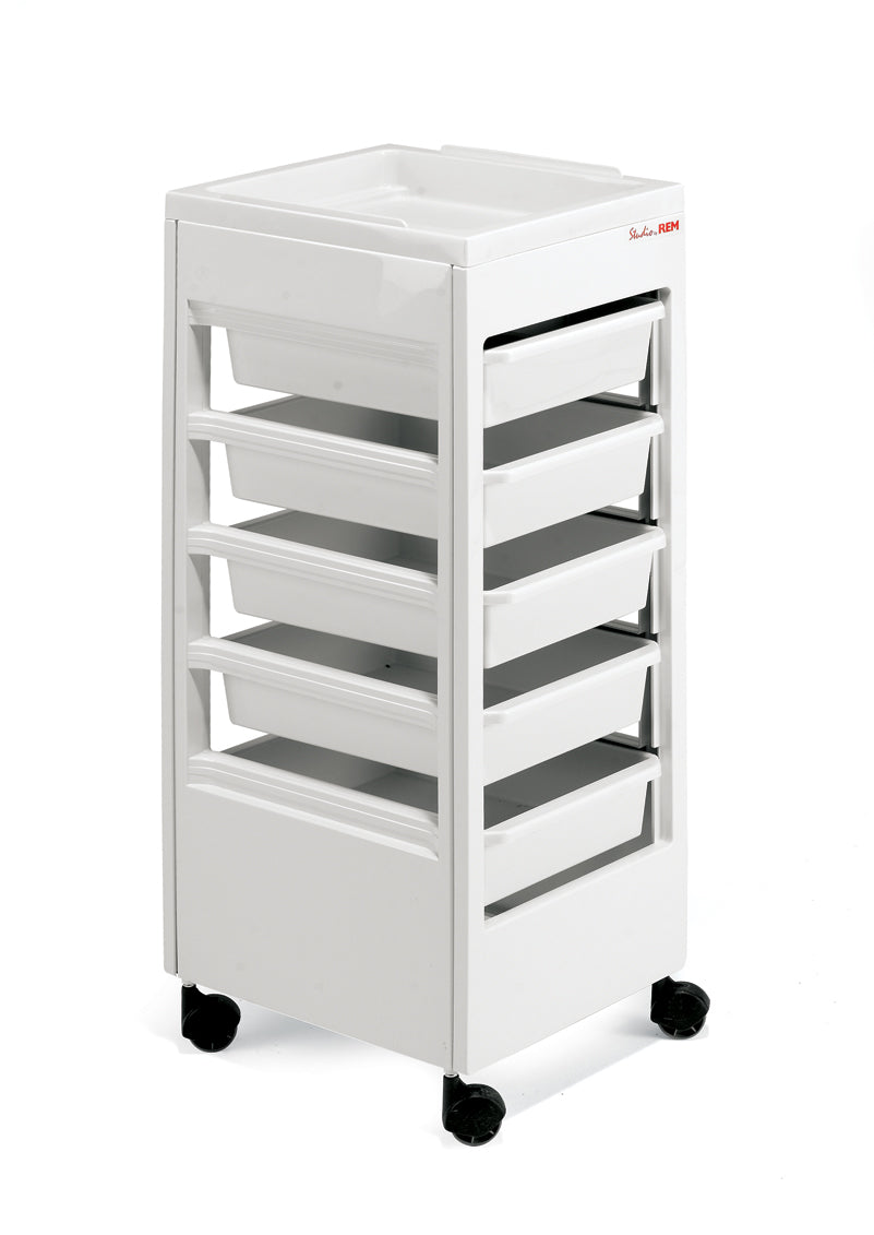 REM Studio Trolley - Black and White with flat top tray REM